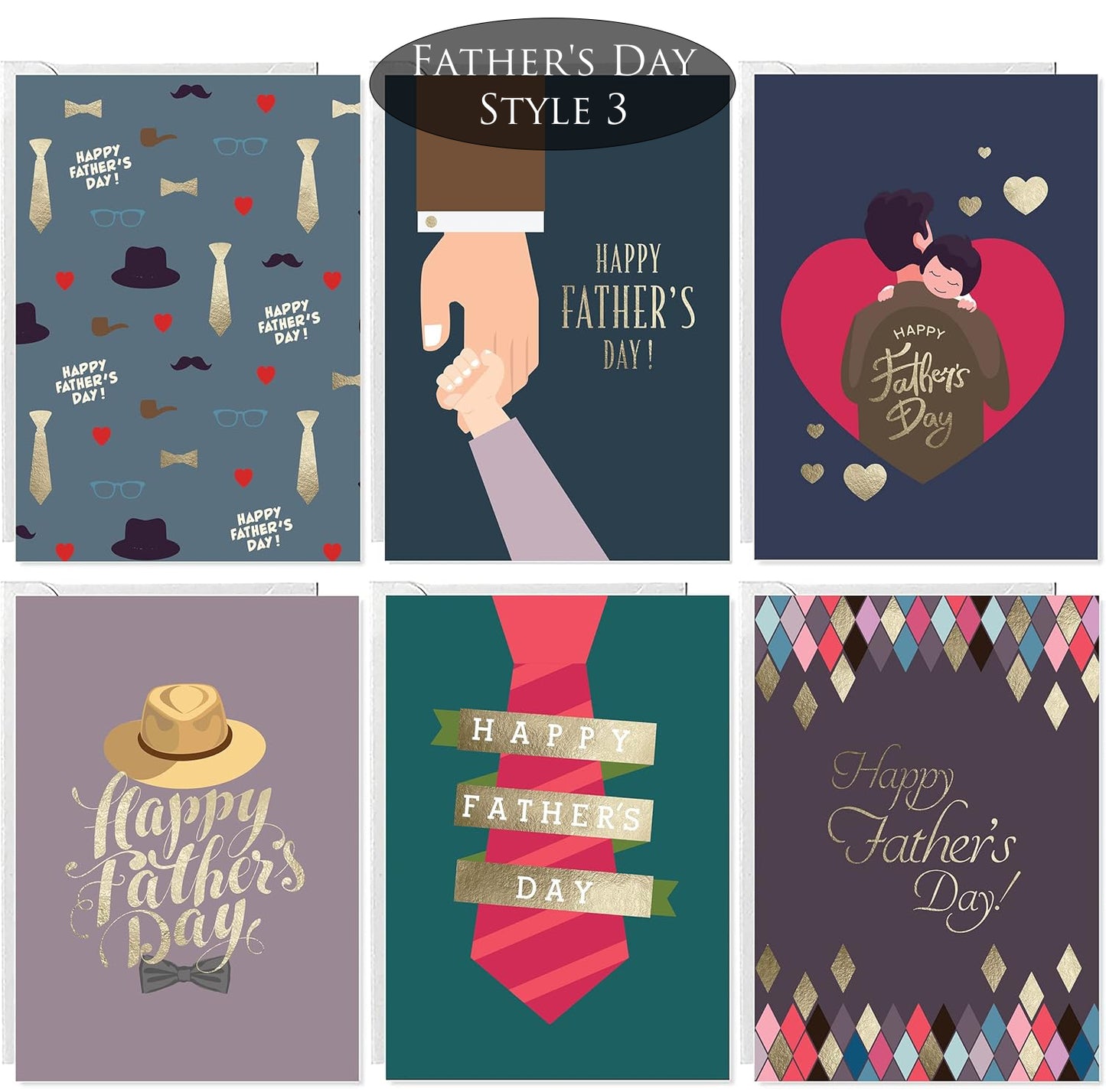 Collection of Father's Day cards with various designs and text.
